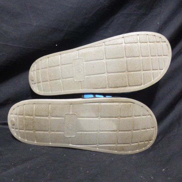 Poolside flip-flop, size 10, black and blue Velcro fastened adjustable strap GUC - Picture 3 of 14